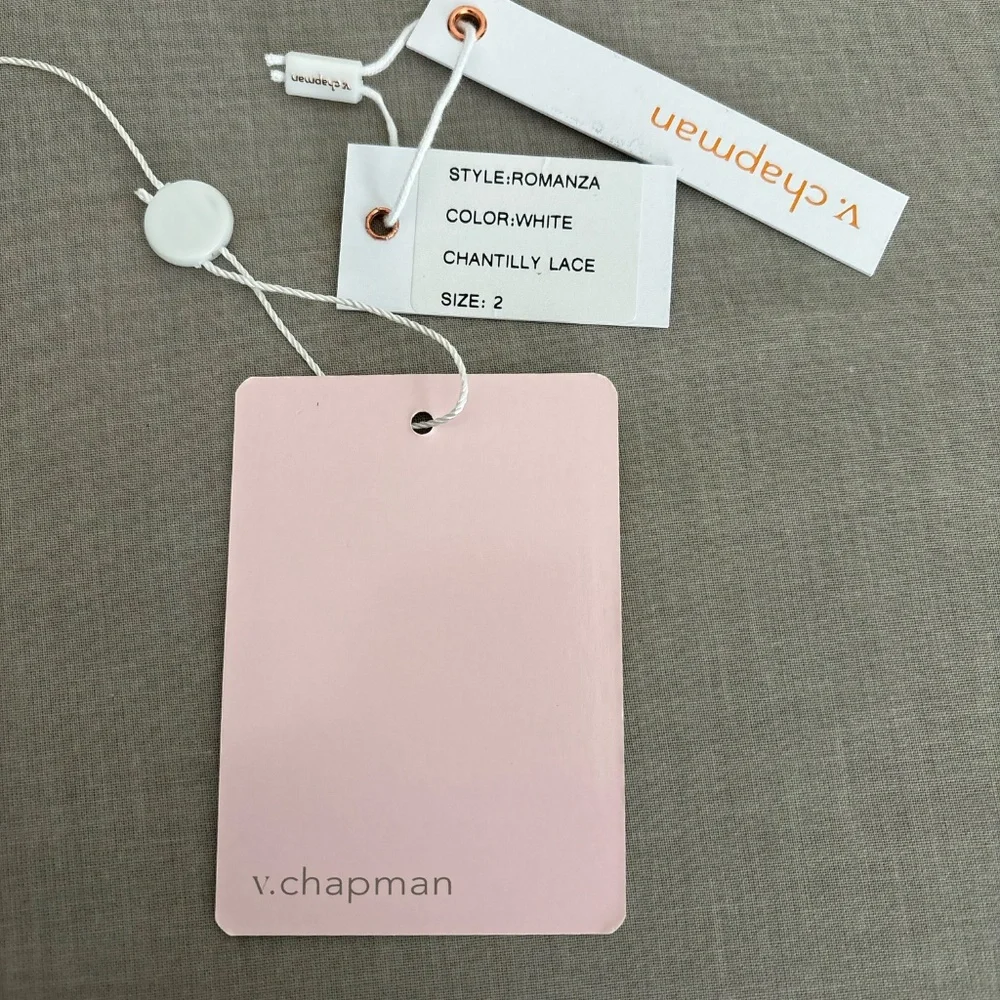 V Chapman The Romanza Dress in White Chantilly Lace - Picture 2 of 4